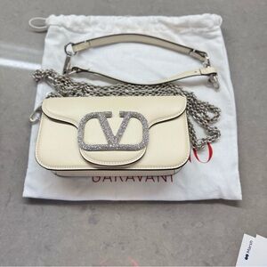 Authentic Valentino Cream Small Shoulder Bag / Clutch with Removable Chain Strap
